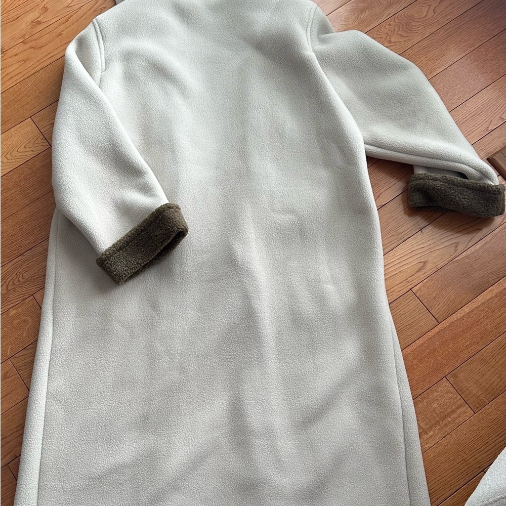 Sandro Vintage Cream and Brown Hooded Coat - Picture 4 of 4